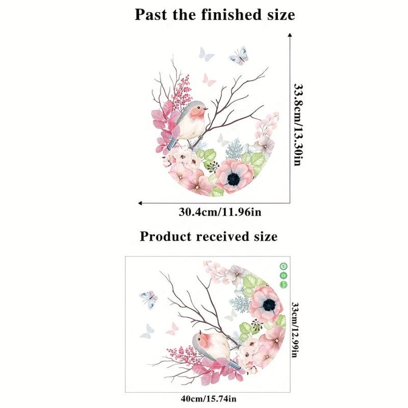Branch Bird Toilet Sticker Bathroom Decor Waterproof Self-adhesive