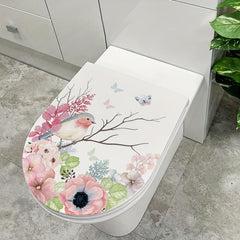 Branch Bird Toilet Sticker Bathroom Decor Waterproof Self-adhesive