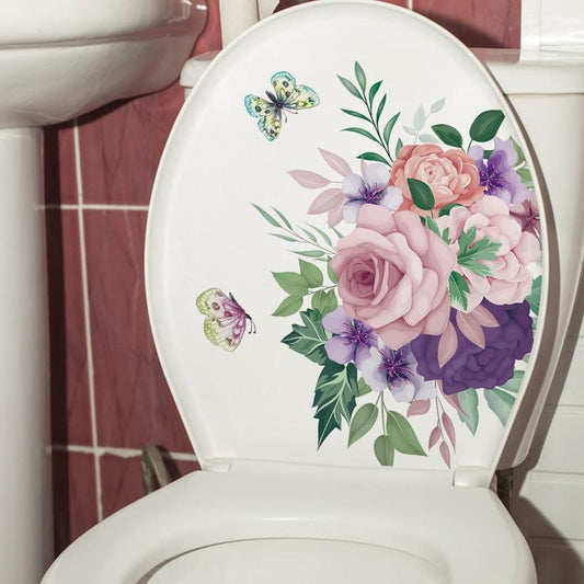 Branch Bird Toilet Sticker Bathroom Decor Waterproof Self-adhesive