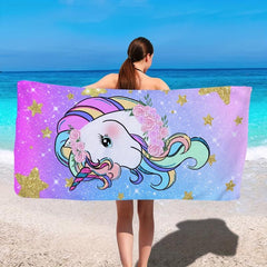 Unicorn Beach Towel Lightweight & Absorbent Oversized & Thickened