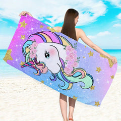 Unicorn Beach Towel Lightweight & Absorbent Oversized & Thickened