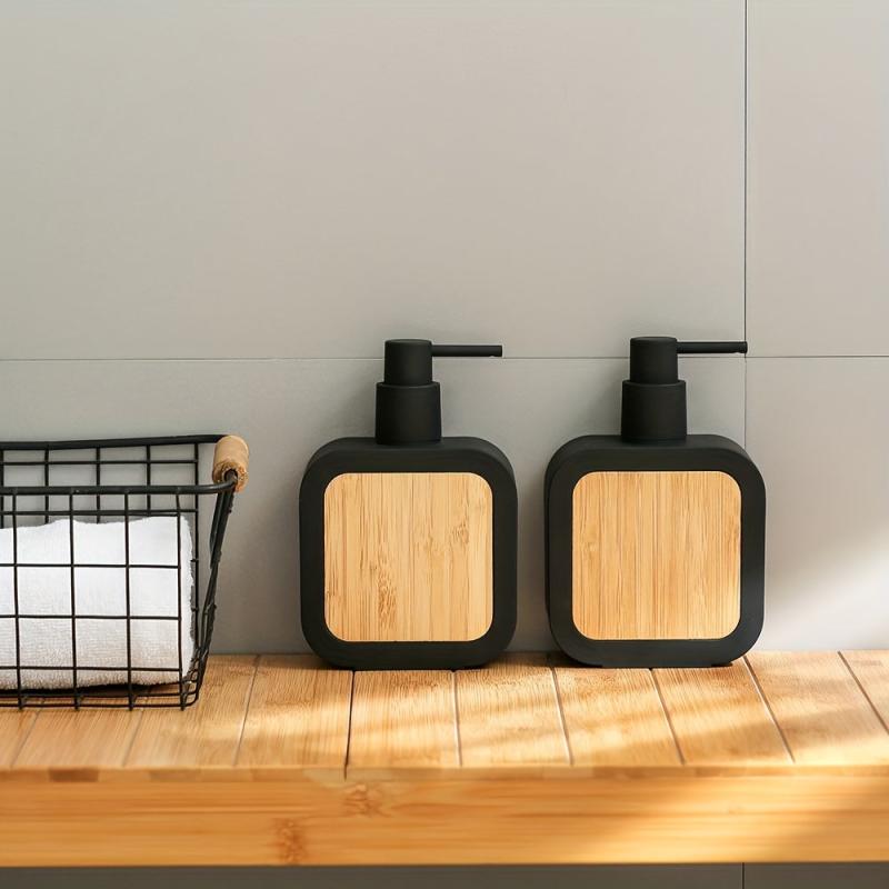 Frosted Bamboo Soap Dispenser 390ml Hand Sanitizer Bottle