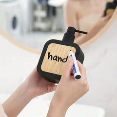 Frosted Bamboo Soap Dispenser 390ml Hand Sanitizer Bottle