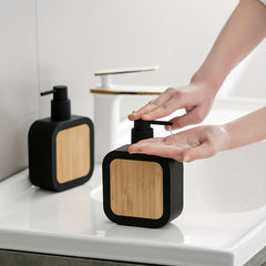 Frosted Bamboo Soap Dispenser 390ml Hand Sanitizer Bottle