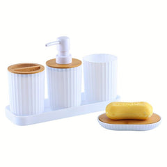 5pc Bathroom Accessory Set, Soap Holder, Dispenser, Cup, Toothbrush
