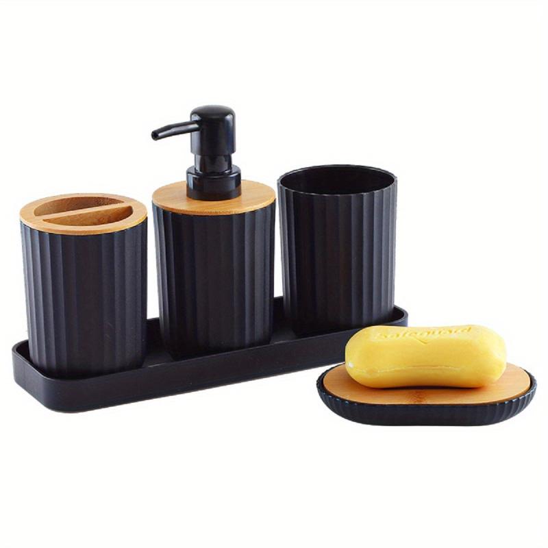 5pc Bathroom Accessory Set, Soap Holder, Dispenser, Cup, Toothbrush