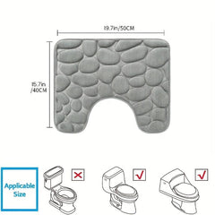 Flannel U Shaped Toilet Mat with Cobblestone Embossment - Memory Foam Pad
