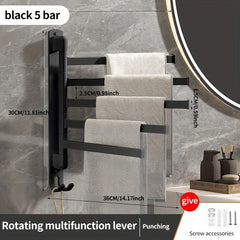 Wall Mounted Rotating Towel Bar Stainless Steel Towel Rack For Bathroom