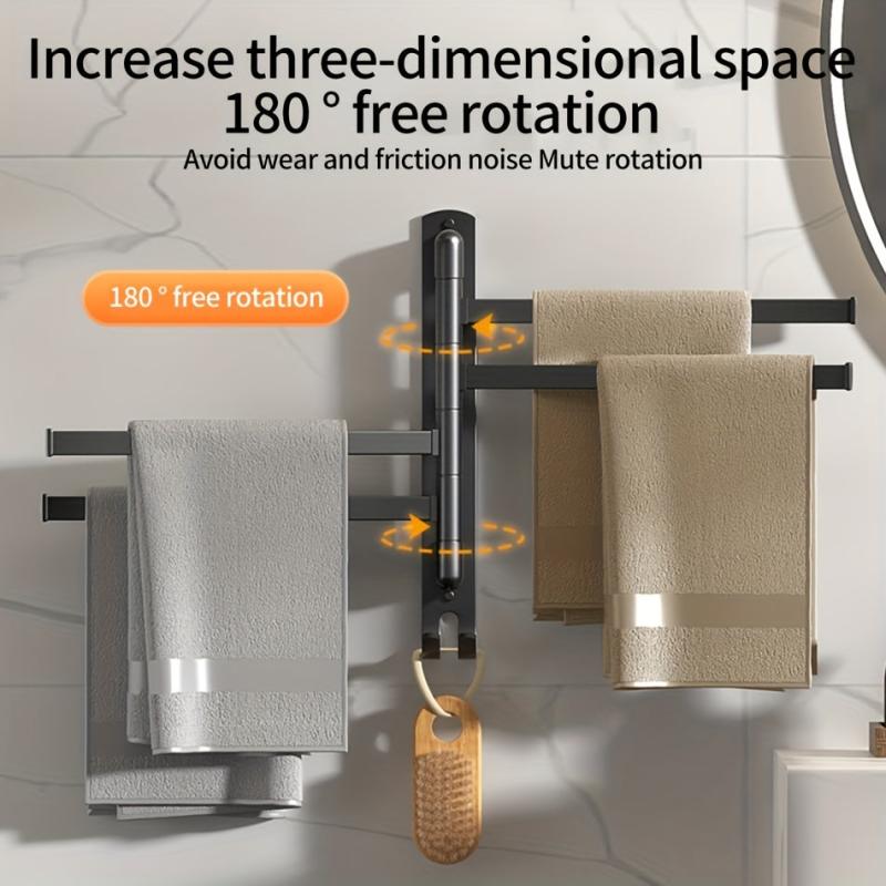 Wall Mounted Rotating Towel Bar Stainless Steel Towel Rack For Bathroom