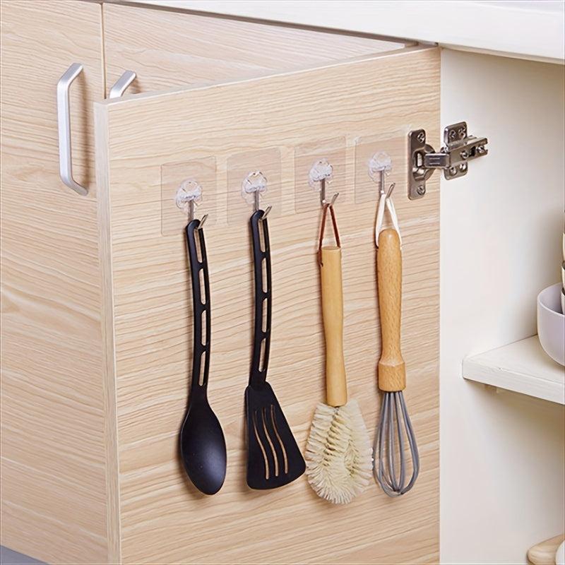 10pcs Transparent Waterproof Wall Hooks Heavy Duty Self adhesive Hooks