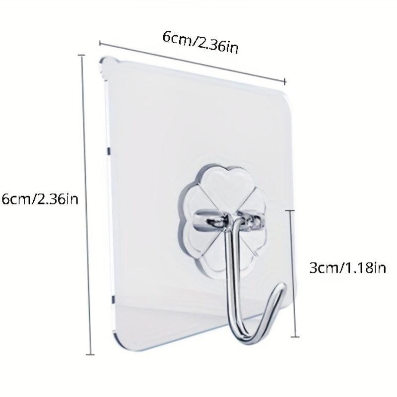 10pcs Transparent Waterproof Wall Hooks Heavy Duty Self adhesive Hooks