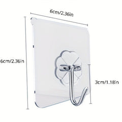 10pcs Transparent Waterproof Wall Hooks Heavy Duty Self adhesive Hooks