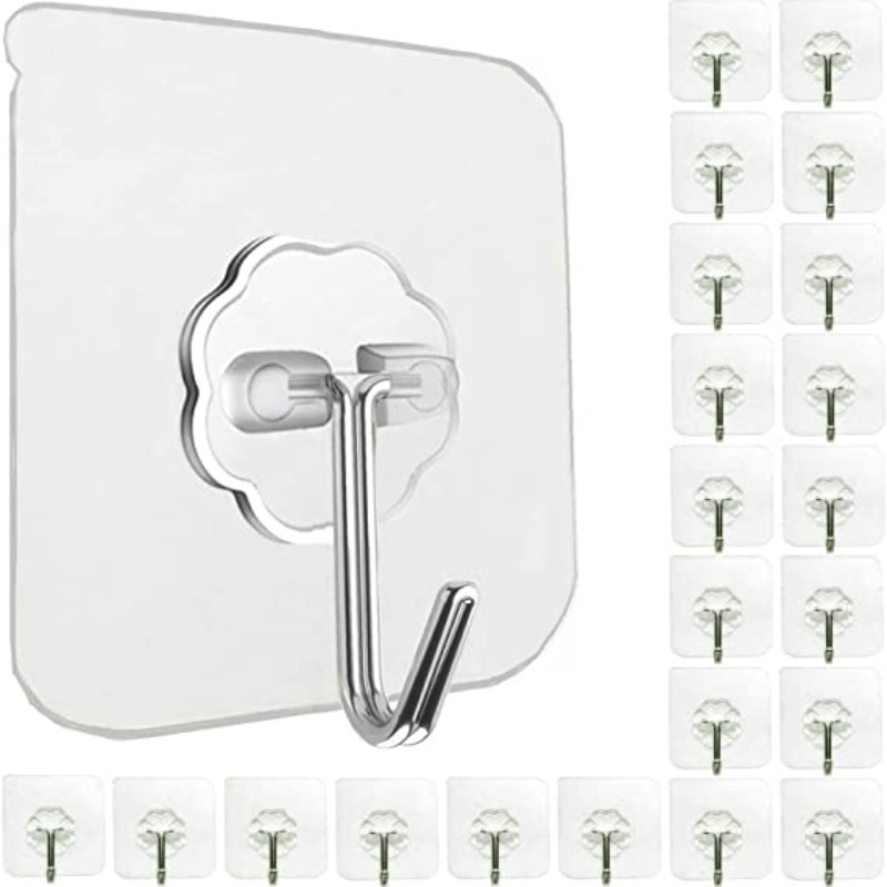 10pcs Transparent Waterproof Wall Hooks Heavy Duty Self adhesive Hooks