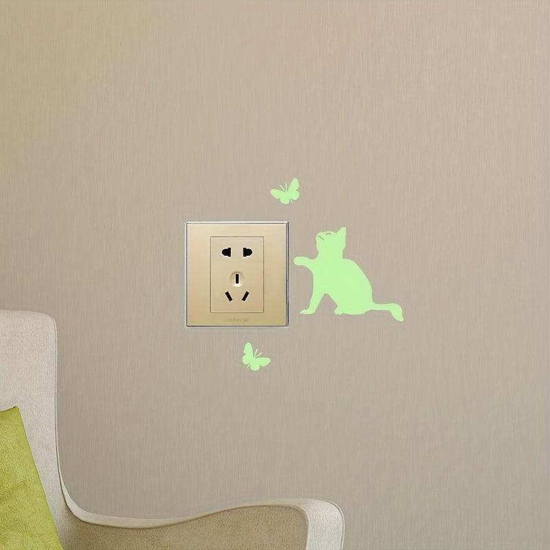 Cat And Butterfly Printed Wall Sticker Halloween Decoration