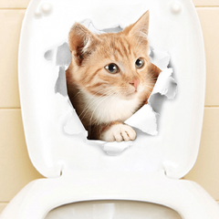 Cat Toilet Sticker Bathroom Decal for Toilet Lid Decor