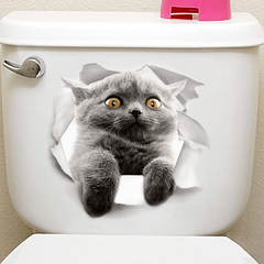 Cat Toilet Sticker Bathroom Decal for Toilet Lid Decor