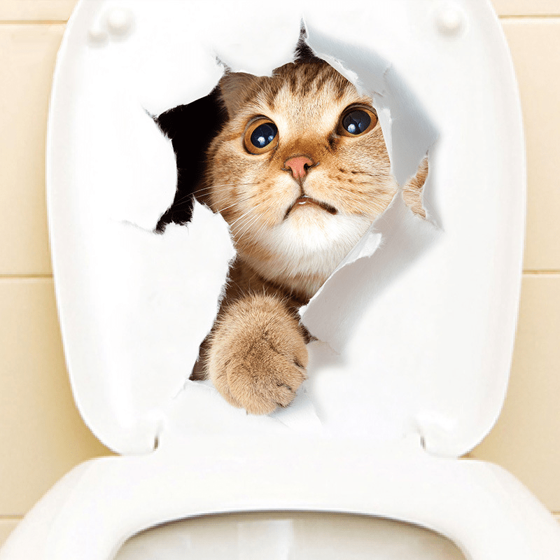 Cat Toilet Sticker Bathroom Decal for Toilet Lid Decor