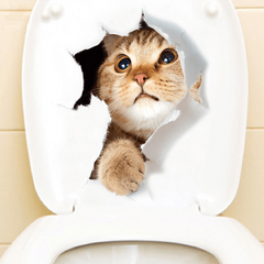 Cat Toilet Sticker Bathroom Decal for Toilet Lid Decor