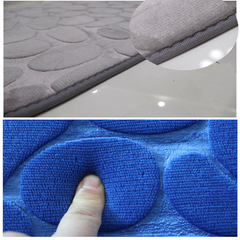 3pcs Anti Slip Cobblestone Bathroom Mat Set with Water Absorption - U Shaped