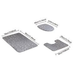 3pcs Anti Slip Cobblestone Bathroom Mat Set with Water Absorption - U Shaped
