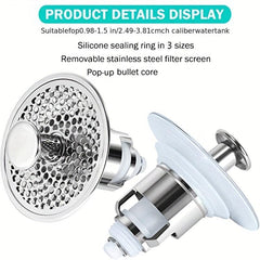 Stainless Steel Pop Up Drain Filter Universal Sink Stopper