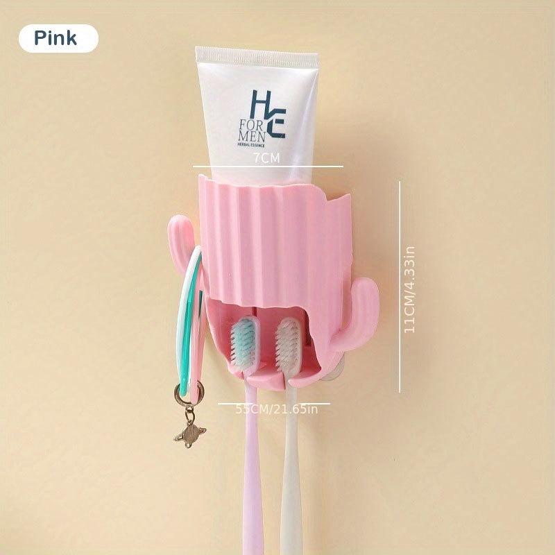 Cactus Toothbrush Holder Wall Mounted Storage Rack Multifunctional Organizer