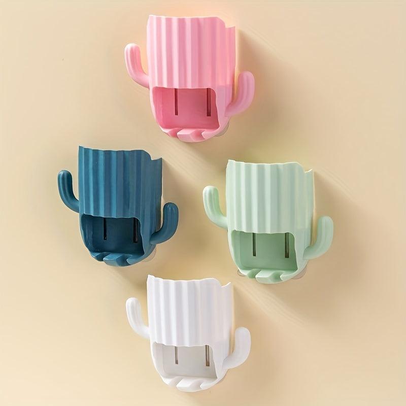 Cactus Toothbrush Holder Wall Mounted Storage Rack Multifunctional Organizer