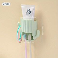 Cactus Toothbrush Holder Wall Mounted Storage Rack Multifunctional Organizer
