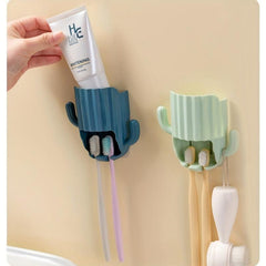 Cactus Toothbrush Holder Wall Mounted Storage Rack Multifunctional Organizer
