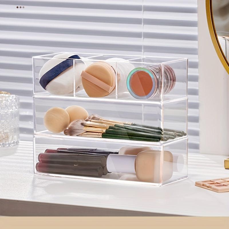 Acrylic Storage Box with Drawer Divisions Vanity Organizer