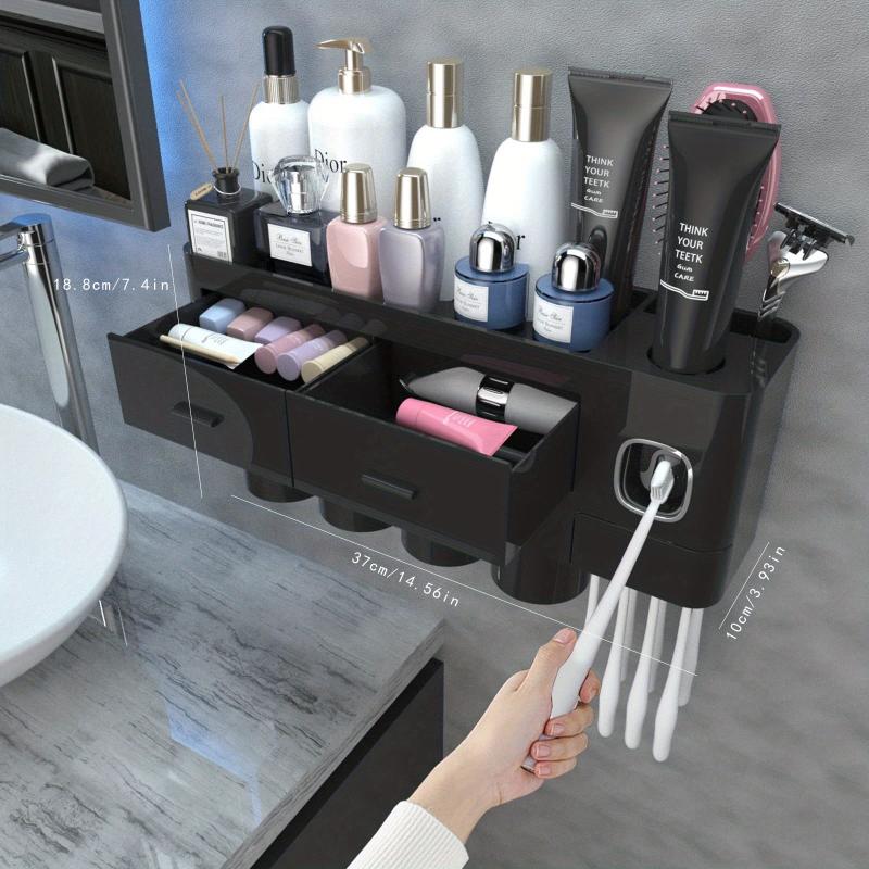 Wall Mounted Toothbrush Holder & Toothpaste Dispenser