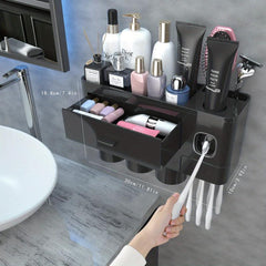 Wall Mounted Toothbrush Holder & Toothpaste Dispenser