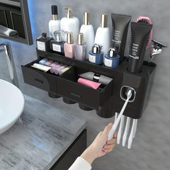 Wall Mounted Toothbrush Holder & Toothpaste Dispenser