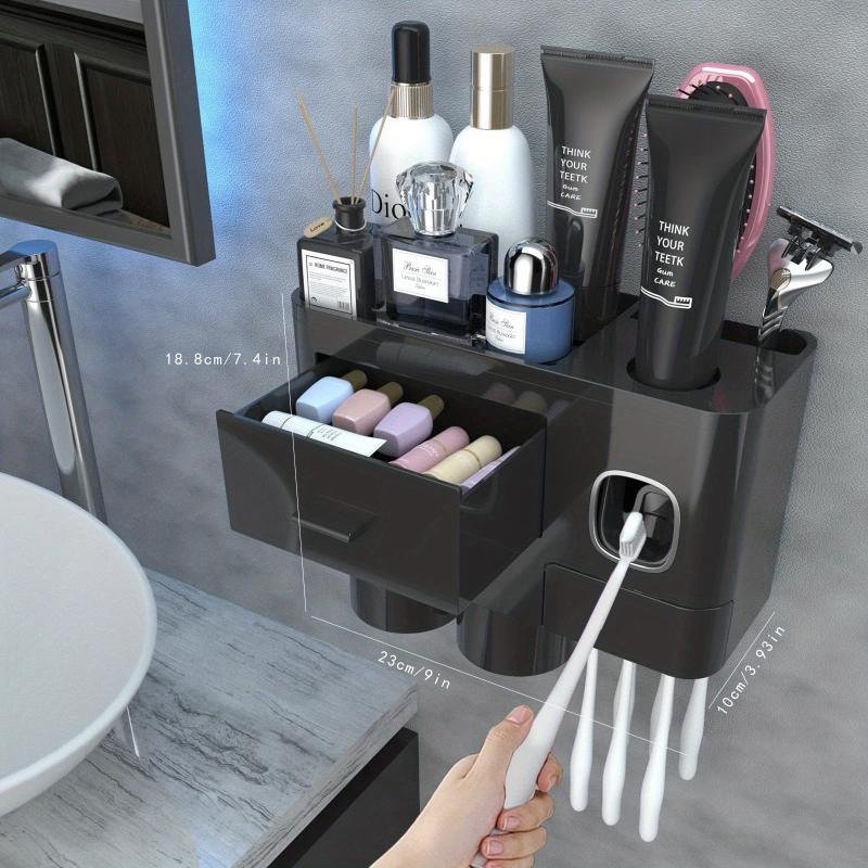 Wall Mounted Toothbrush Holder & Toothpaste Dispenser