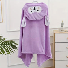 Kids Hooded Bath Towel, Coral Fleece, Absorbent