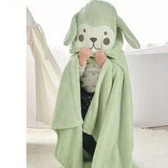 Kids Hooded Bath Towel, Coral Fleece, Absorbent