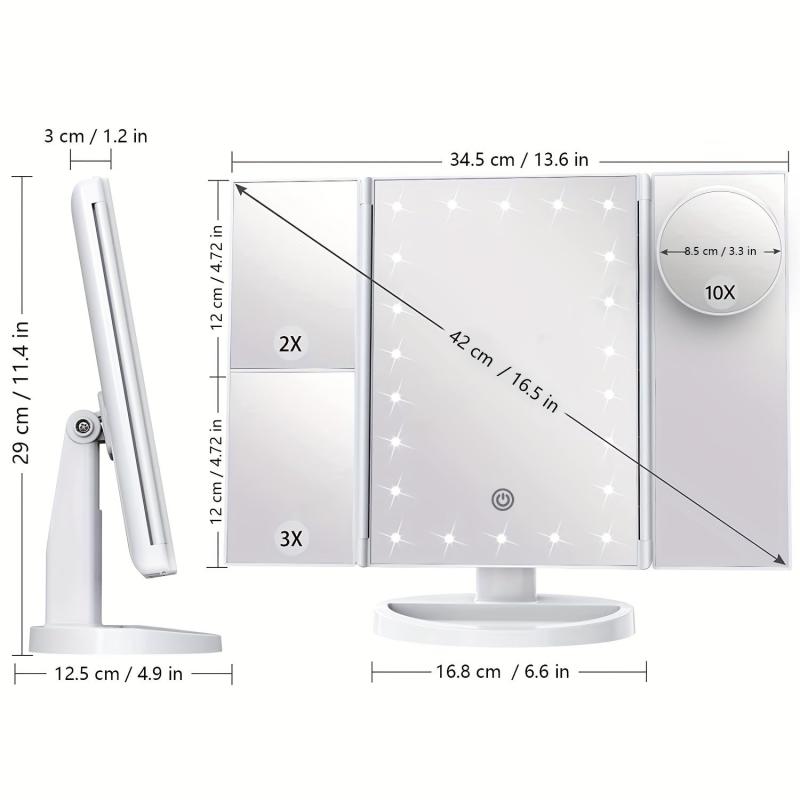 LED Makeup Mirror 10X Magnification & 180 Adjustable Bracket
