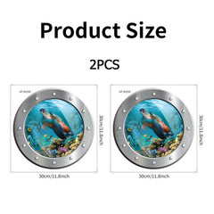 Cartoon 3D Turtle Diving Mask Toilet Sticker - Bathroom Decoration