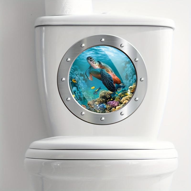 Cartoon 3D Turtle Diving Mask Toilet Sticker - Bathroom Decoration