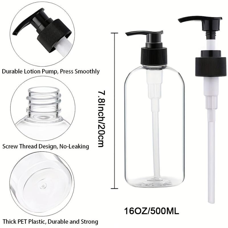 2pcs Soap Dispenser, Rust Proof Pump, Waterproof Labels, 16 Oz Capacity