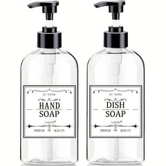 2pcs Soap Dispenser, Rust Proof Pump, Waterproof Labels, 16 Oz Capacity