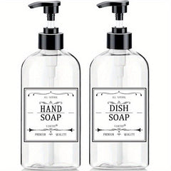 2pcs Soap Dispenser, Rust Proof Pump, Waterproof Labels, 16 Oz Capacity