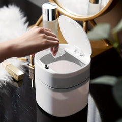 Small Trash Bin Desktop Garbage Can With Cover Plastic Home Bathroom Organizers