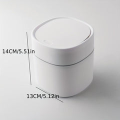 Small Trash Bin Desktop Garbage Can With Cover Plastic Home Bathroom Organizers