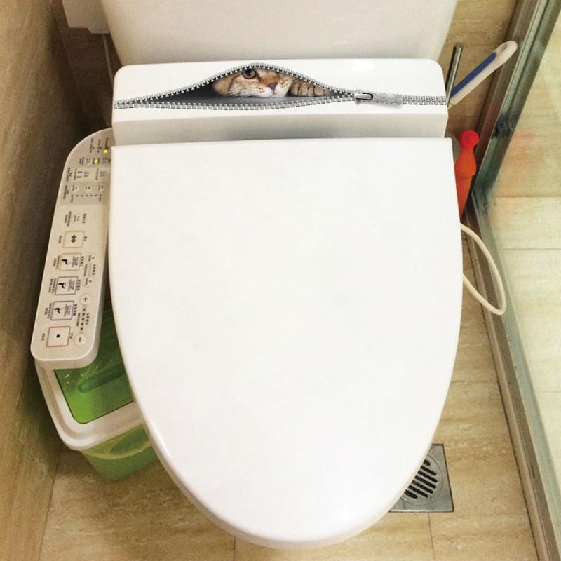 Zipper & Kitten Toilet Lid Decal Home Wall Decoration
