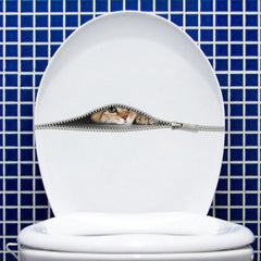 Zipper & Kitten Toilet Lid Decal Home Wall Decoration