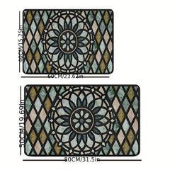 Vintage Plaid Floral Bathroom Mat Water Absorbing Non Slip