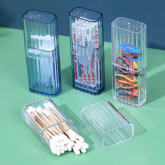 Travel Makeup Organizer Box, Transparent Cosmetics Holder, Swab Case