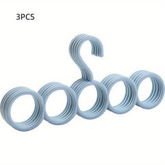 3pcs Plastic Hanger Scarf Tie Holder Rack Multifunction 5 hole Hanger