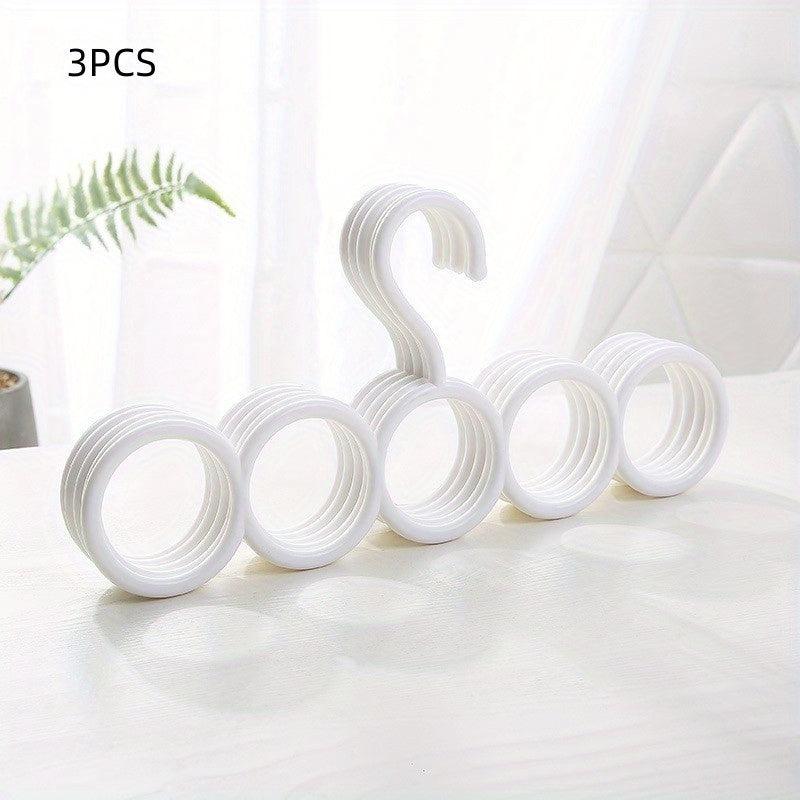 3pcs Plastic Hanger Scarf Tie Holder Rack Multifunction 5 hole Hanger